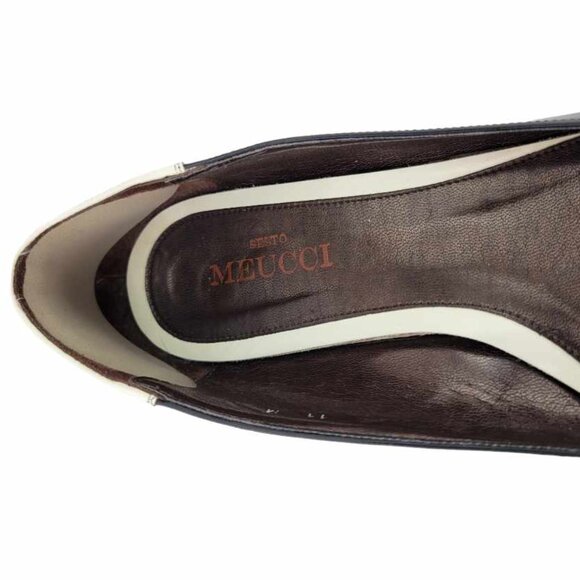Sesto Meucci Black and Cream Patent Leather Flowered Ballet Flats Women's Sz 11 - Picture 8 of 10